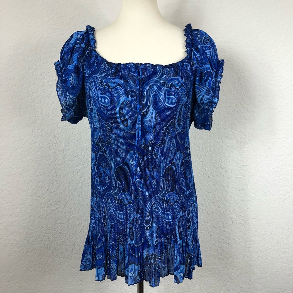 Lane Bryant Blue Paisley Print Blouse Sz 14/16